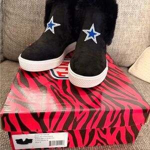 Dallas Cowboys NFL Black Ankle Boots with Blue Star